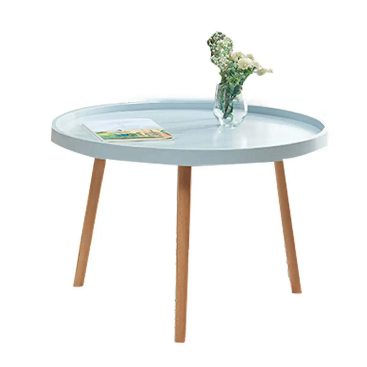 Waterproof Round Tray Beech Three-Leg Coffee Table — Yellow
