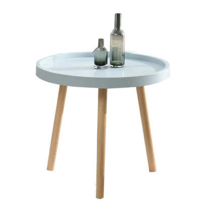 Waterproof Round Tray Beech Three-Leg Coffee Table