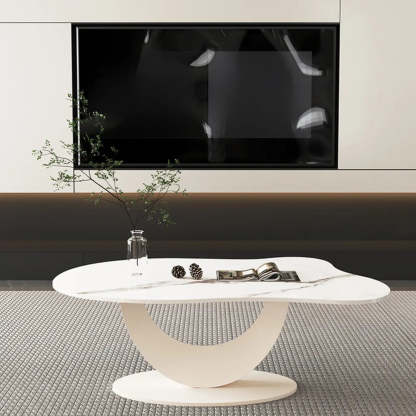 Waterproof Stone Free-Form Abstract-Base Coffee Table — Black