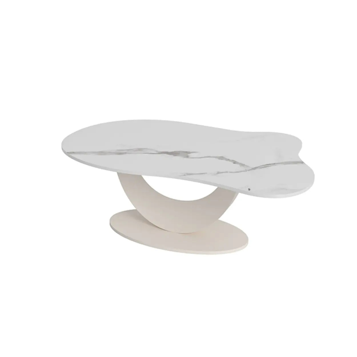 Waterproof Stone Free-Form Abstract-Base Coffee Table — Black and White
