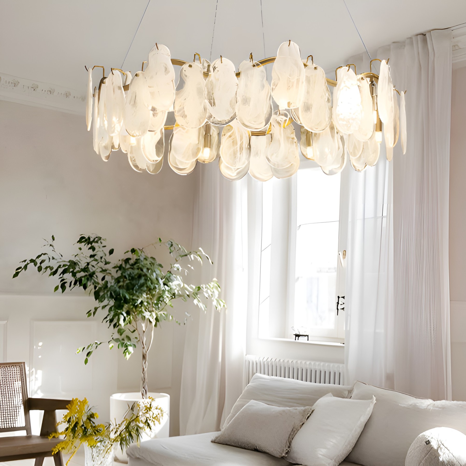 Wave Glass Cloud Dimmable French Style Chandelier