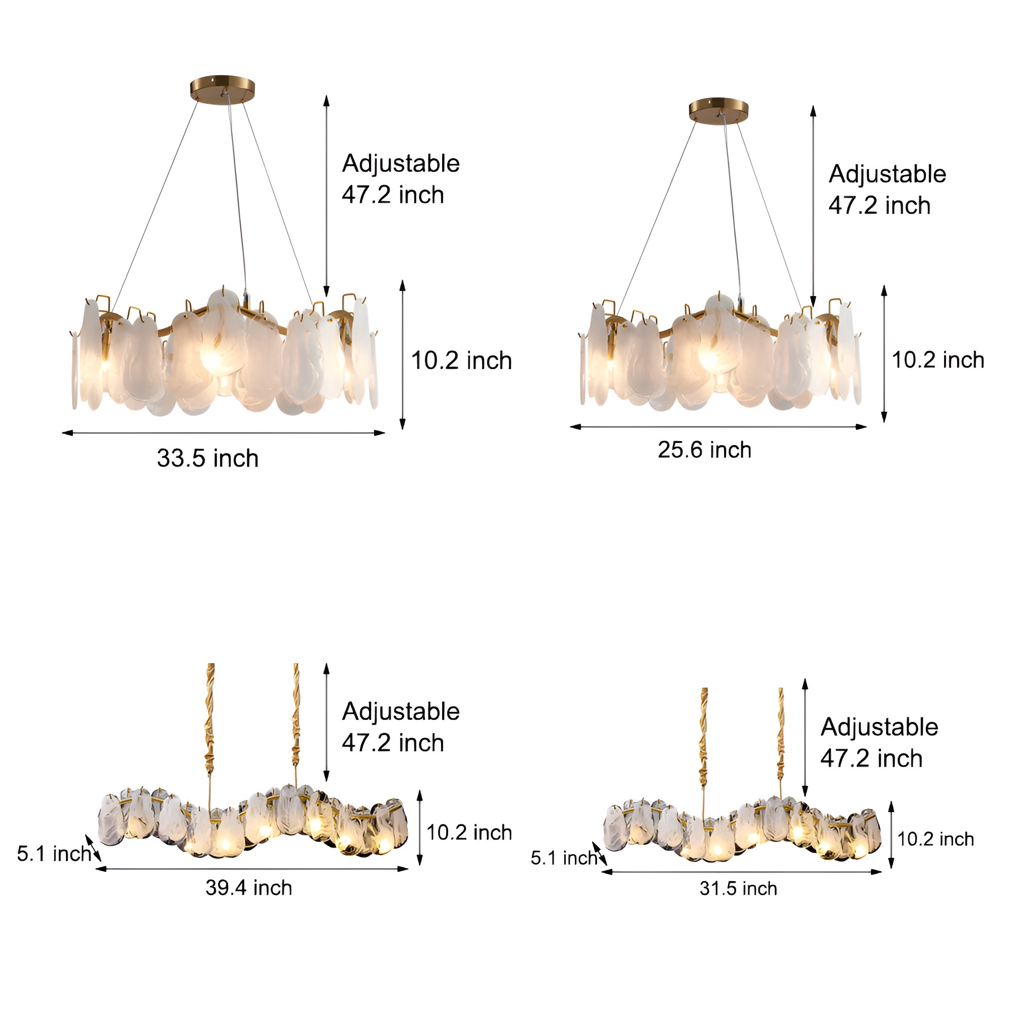 Wave Glass Cloud Dimmable French Style Chandelier