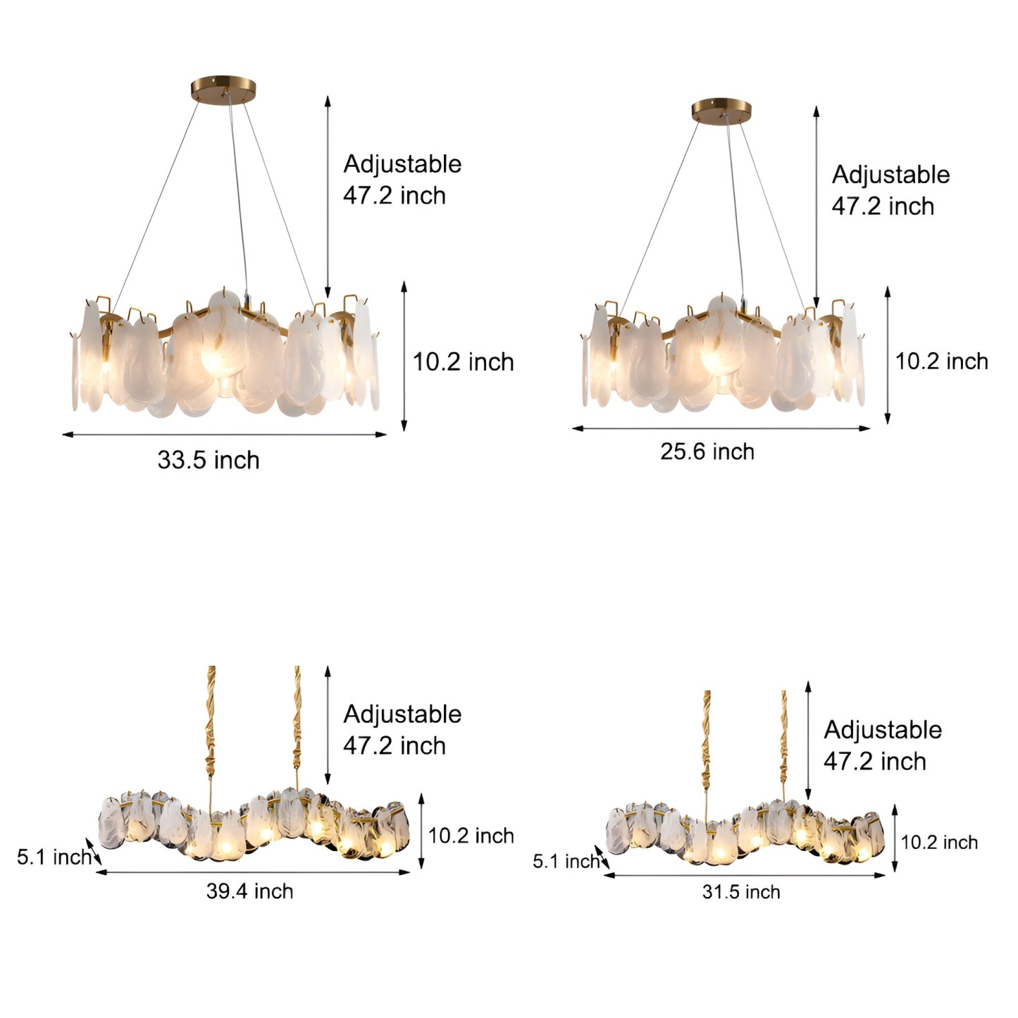 Wave Glass Cloud Dimmable French Style Chandelier