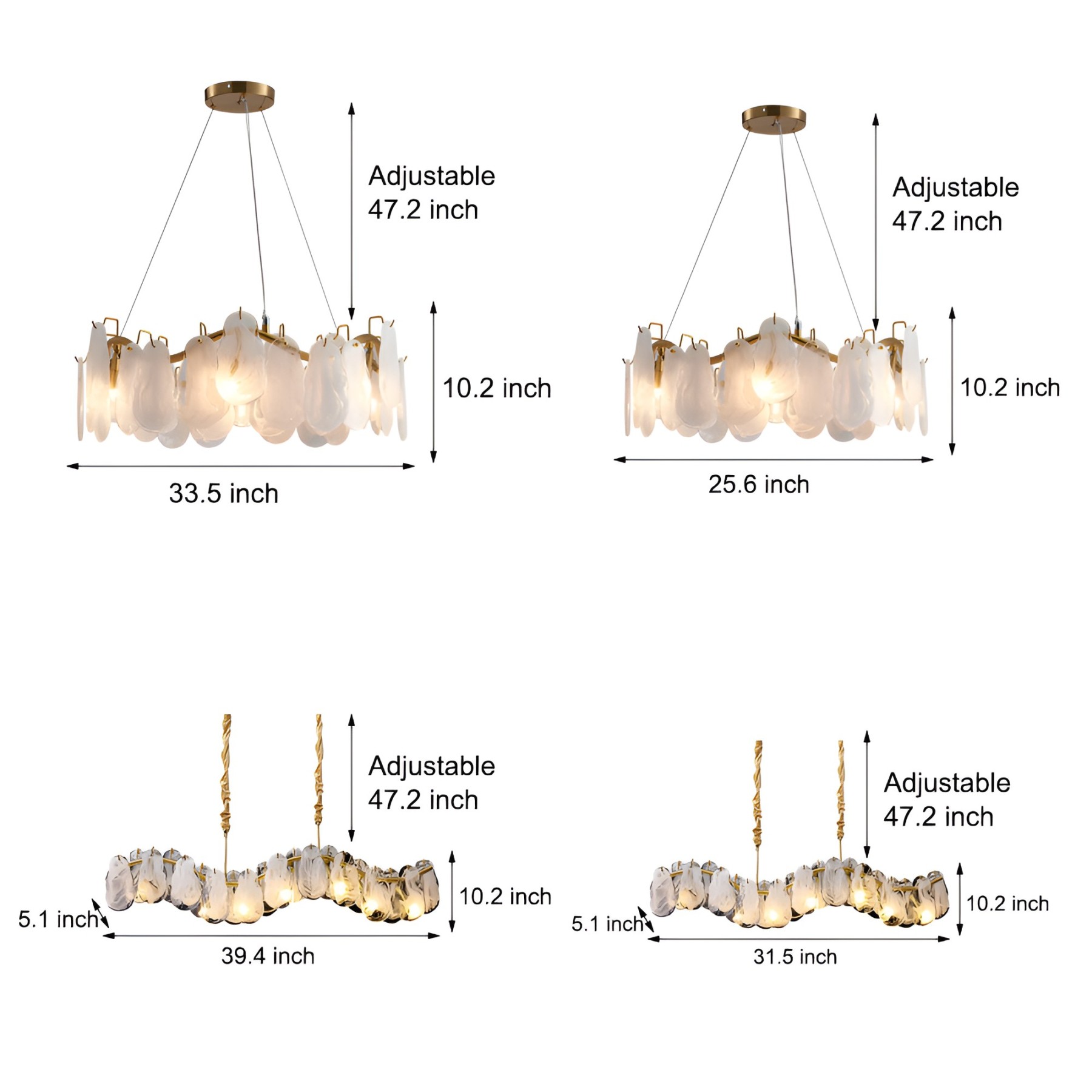 Wave Glass Cloud Dimmable French Style Chandelier