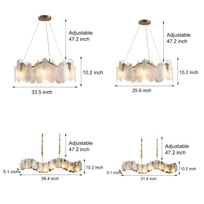 Wave Glass Cloud Dimmable French Style Chandelier