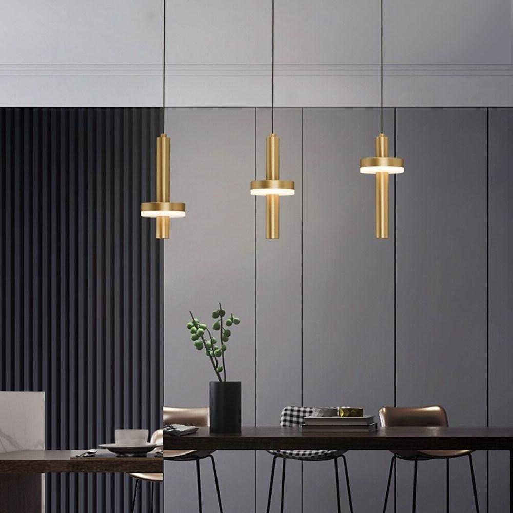 Circle Cylinder LED Gold Nordic Island Pendant