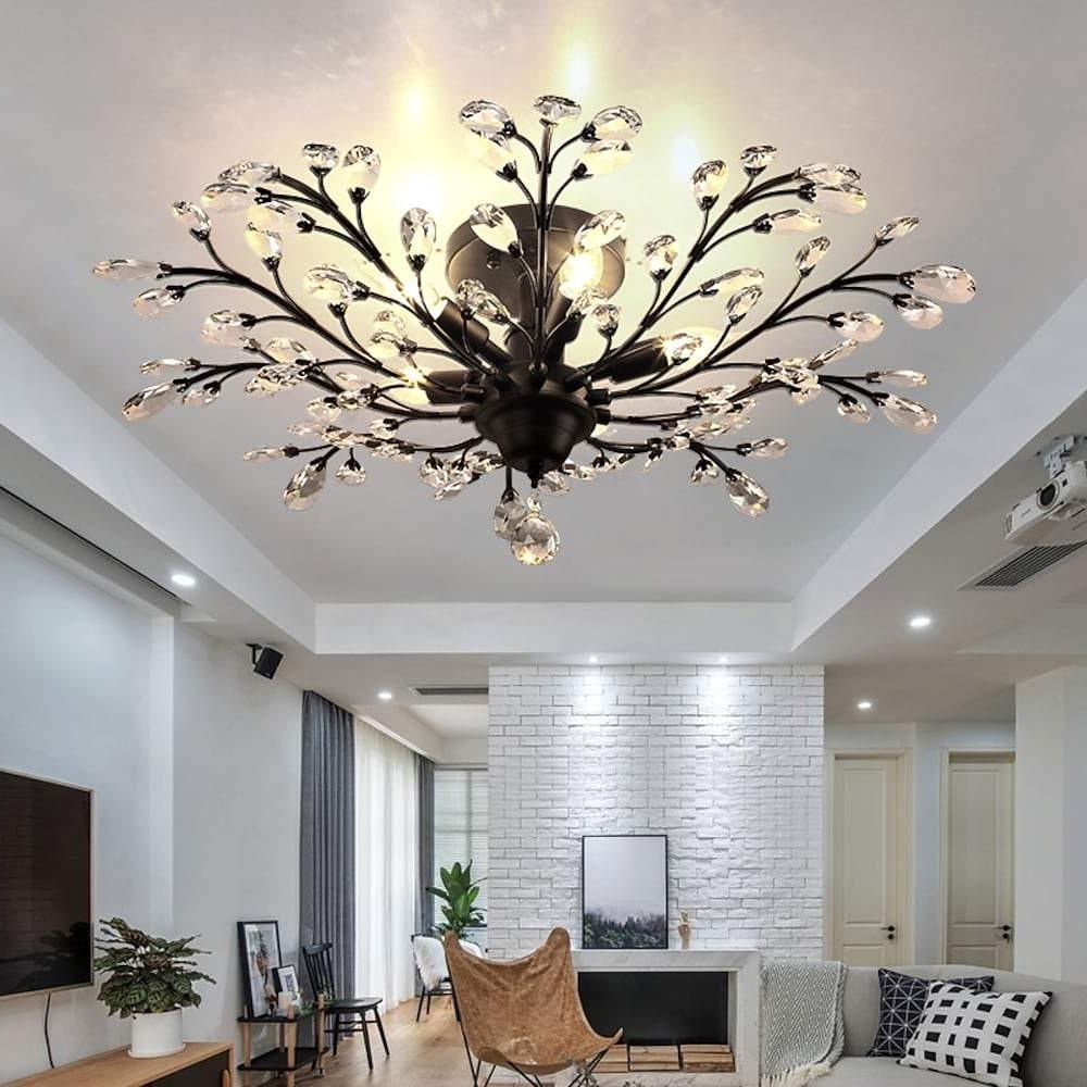 Unique Contemporary Chandeliers Crystal Flower Chandelier for Living Room-Lighom