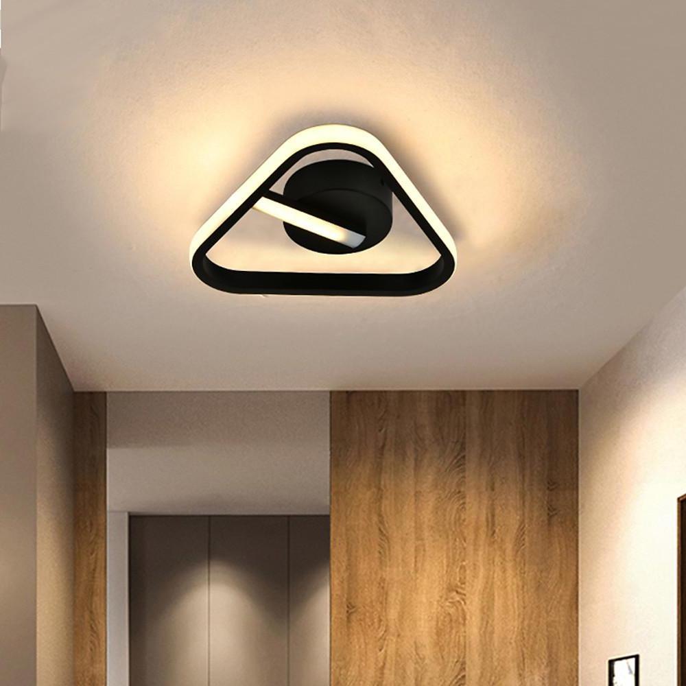 Triangle rounded synthetic semi-flush mount light for living room — Warm White (3000K) / Matte Black