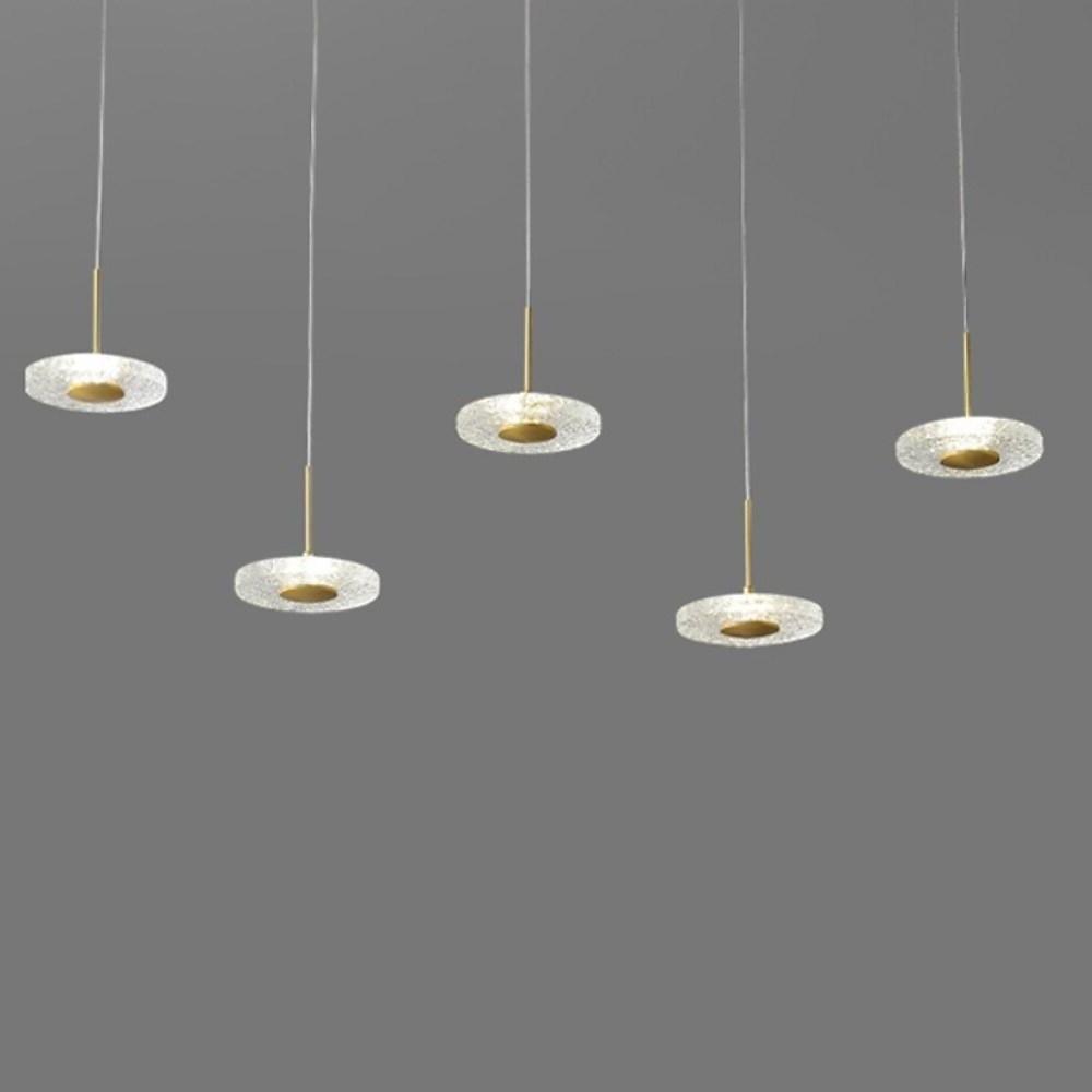 Circular Acrylic Copper LED Gold Nordic Pendant Lighting Hanging Ceiling Lights-Lighom