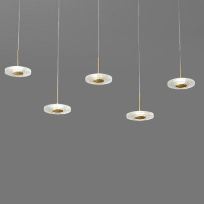 Circular Acrylic Copper LED Gold Nordic Pendant Lighting Hanging Ceiling Lights-Lighom
