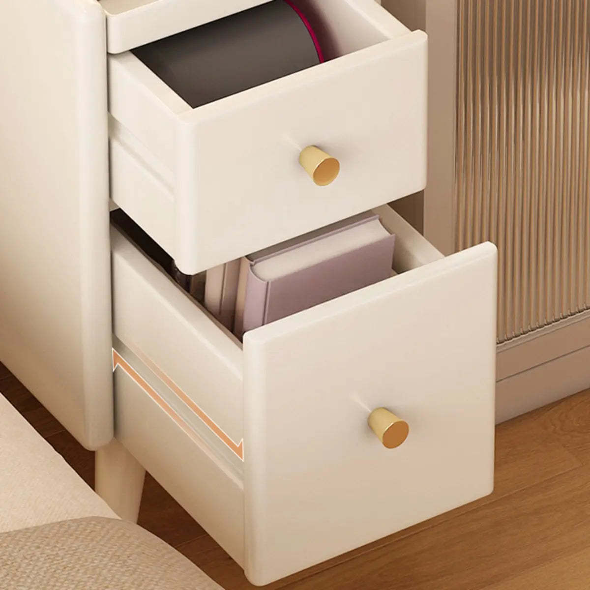 Wood Drawer Nightstand with Shelves — Wood Color / 1 Piece
