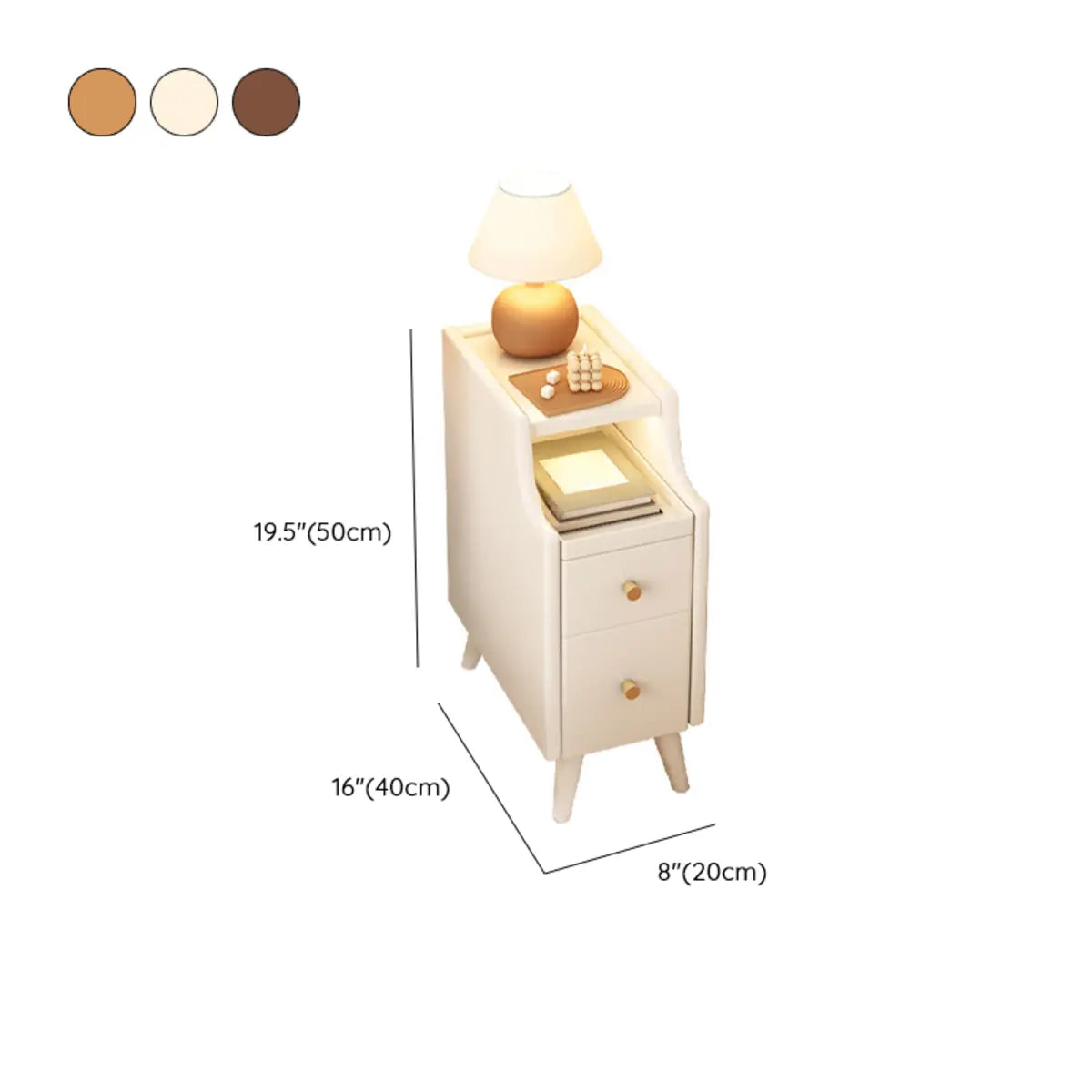 Wood Drawer Nightstand with Shelves