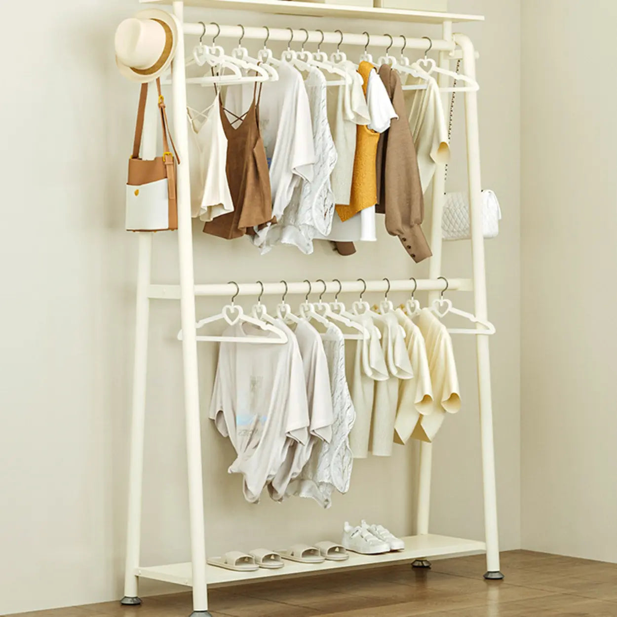 White A-Frame Metal Hallway Coat Rack