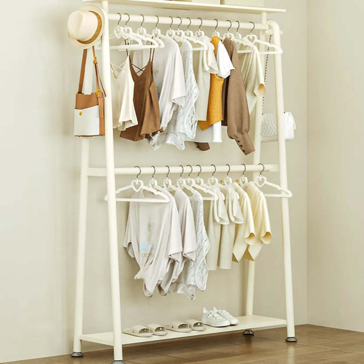 White A-Frame Metal Hallway Coat Rack