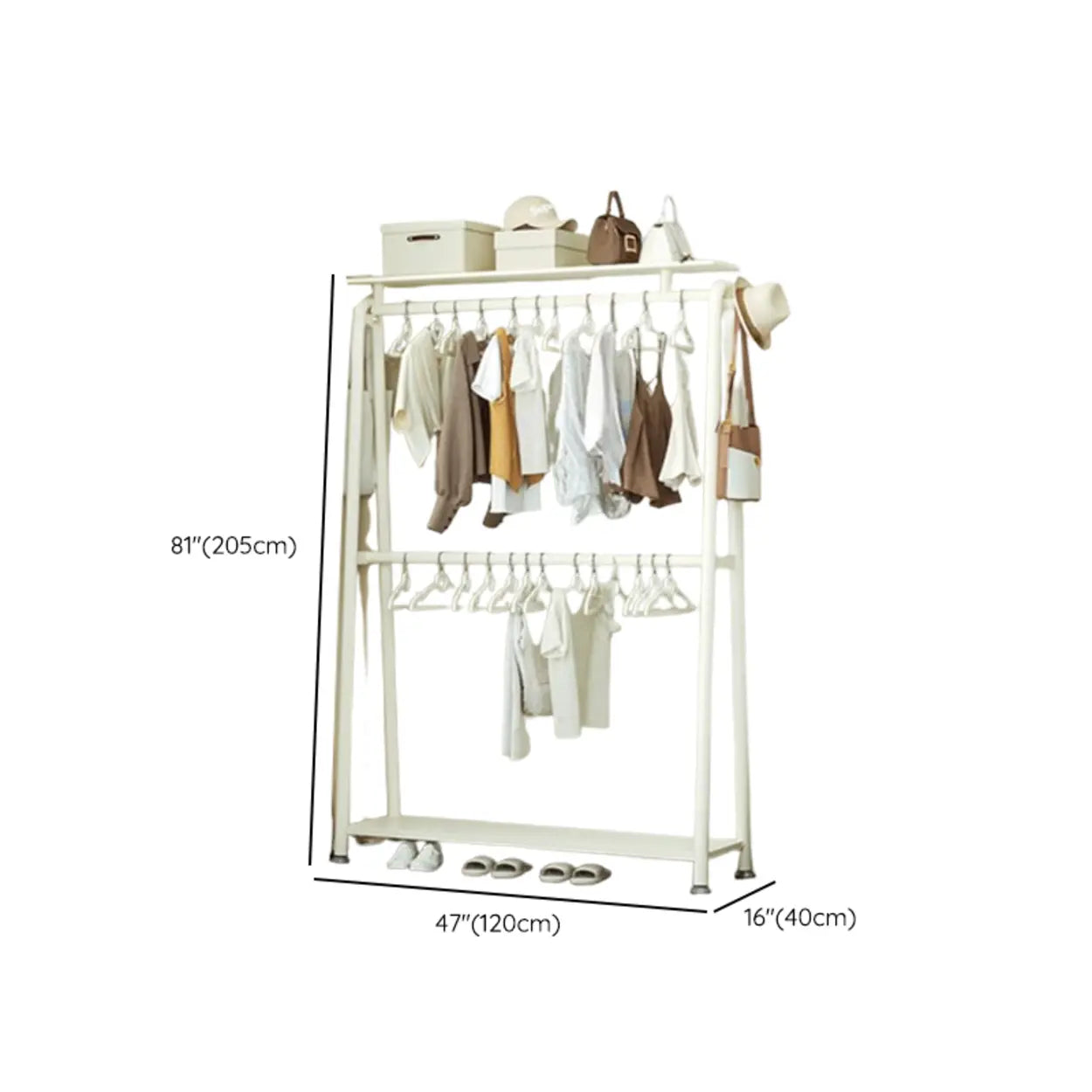 White A-Frame Metal Hallway Coat Rack