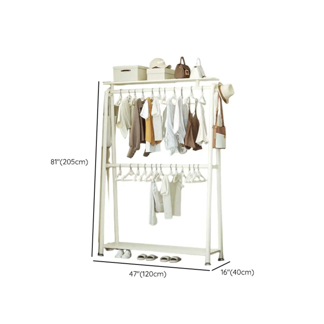 White A-Frame Metal Hallway Coat Rack