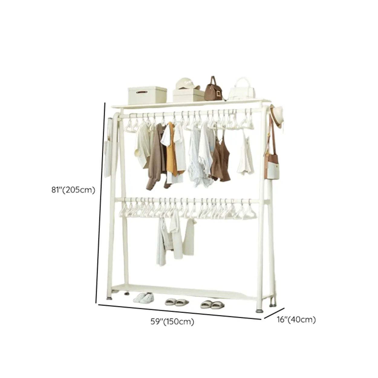 White A-Frame Metal Hallway Coat Rack