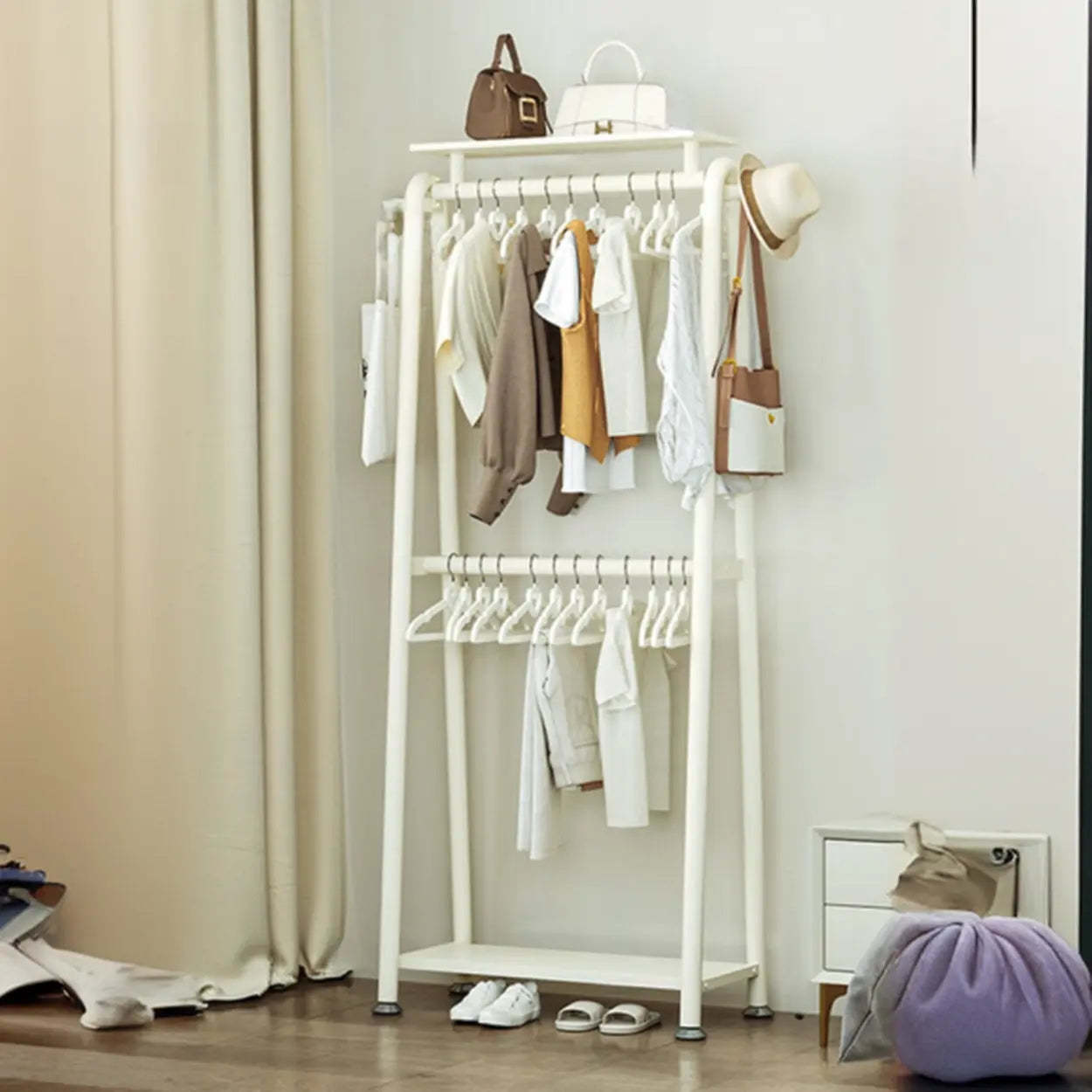 White A-Frame Metal Hallway Coat Rack