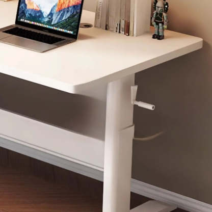 White Adjustable Double Wood Computer Desk — White / Table Only