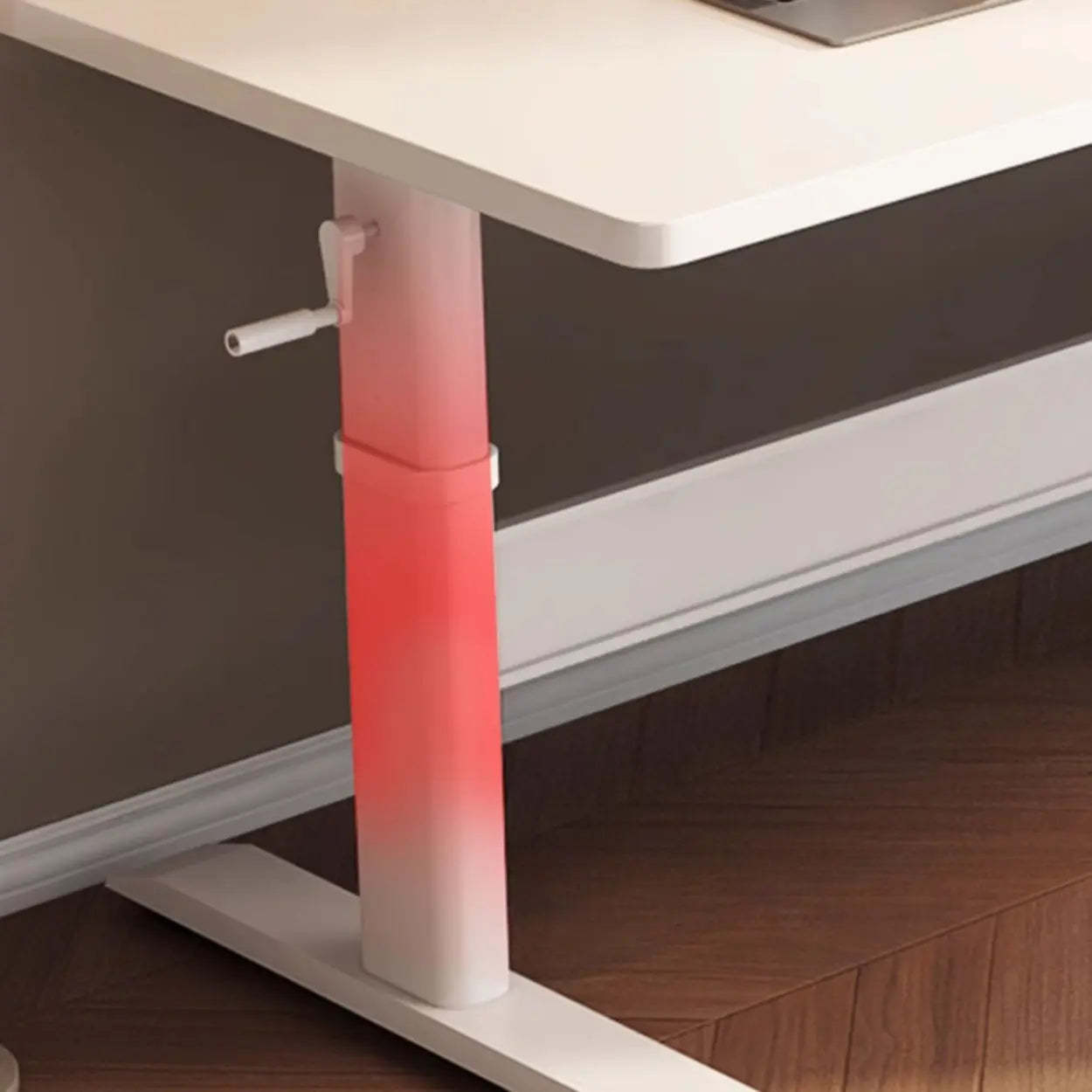 White Adjustable Double Wood Computer Desk — White / Table Only