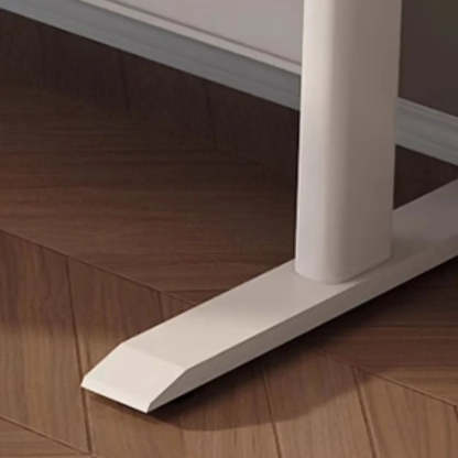 White Adjustable Double Wood Computer Desk — White / Table Only