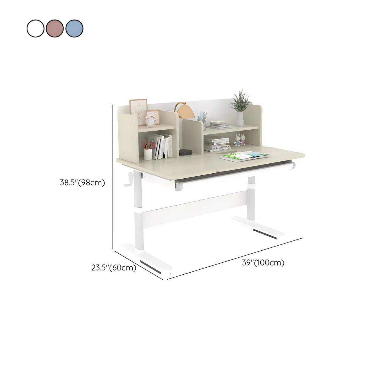 White Adjustable Drawer Hutch T-Shape Standing Desk