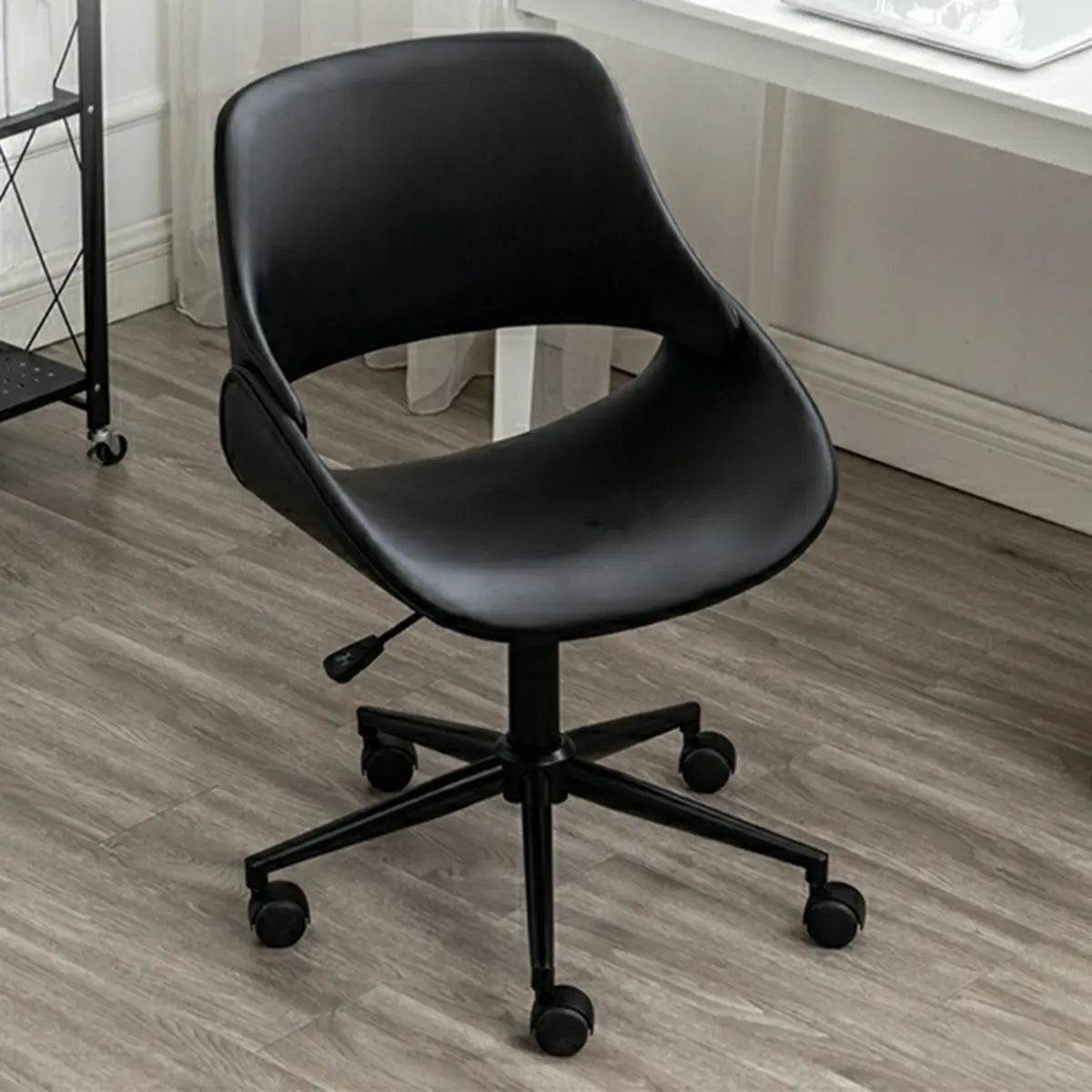 White Adjustable Ergonomic Armless Leather Office Chair
