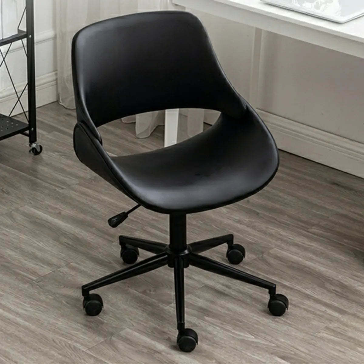 White Adjustable Ergonomic Armless Leather Office Chair