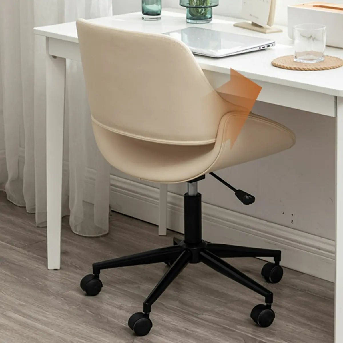 White Adjustable Ergonomic Armless Leather Office Chair