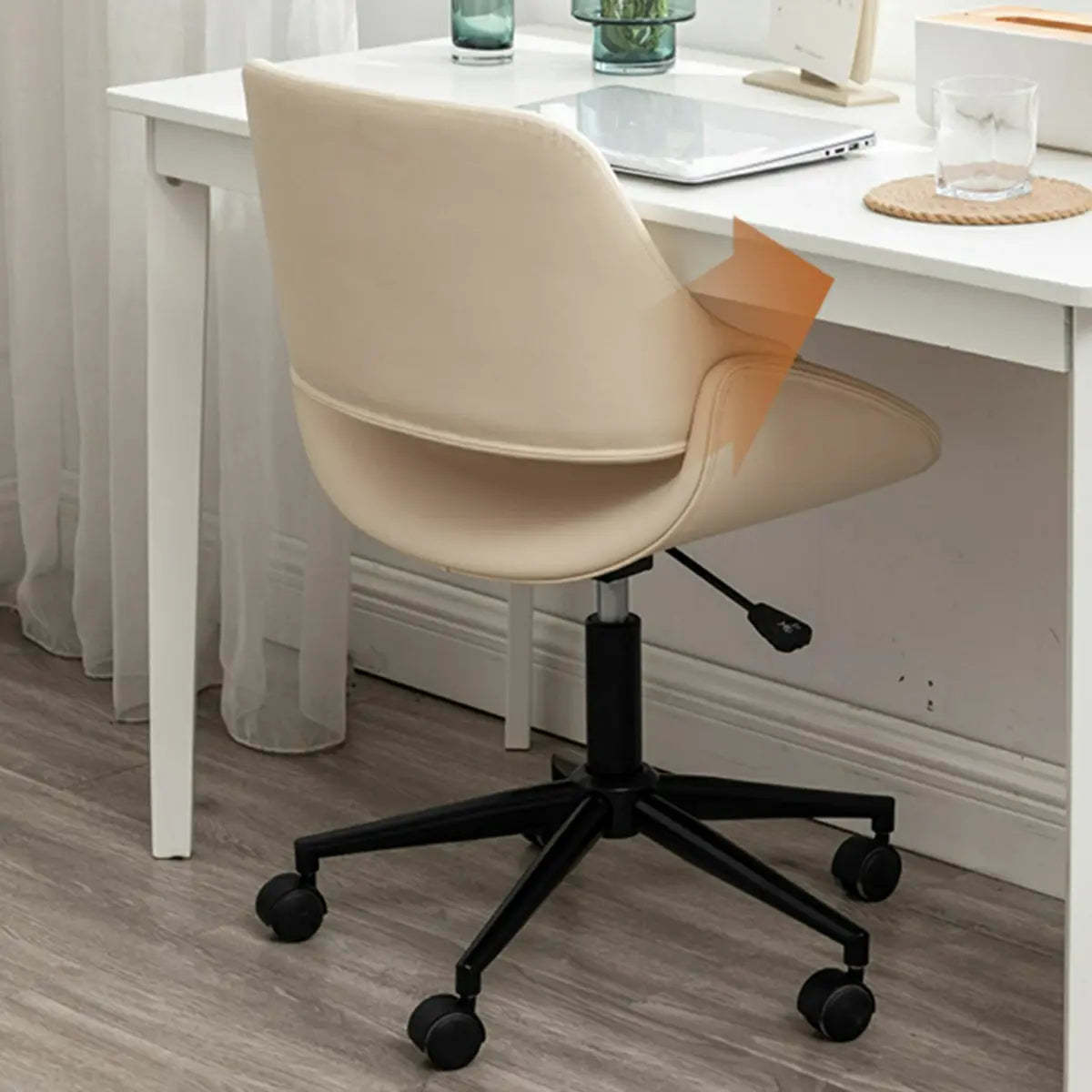 White Adjustable Ergonomic Armless Leather Office Chair