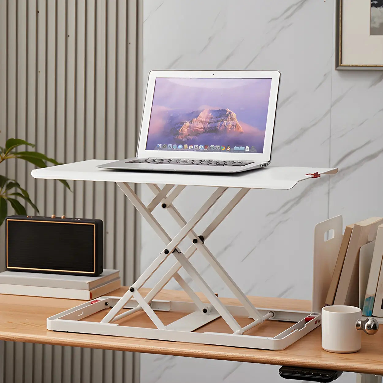White Adjustable Foldable Steel Standing Desk