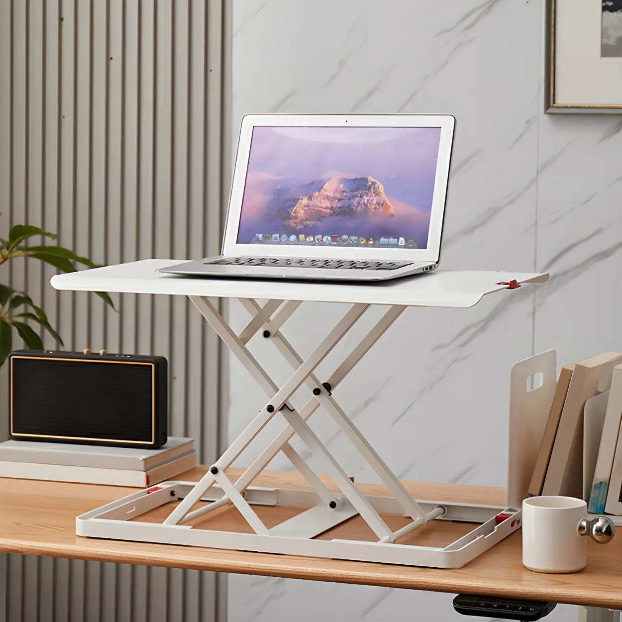White Adjustable Foldable Steel Standing Desk