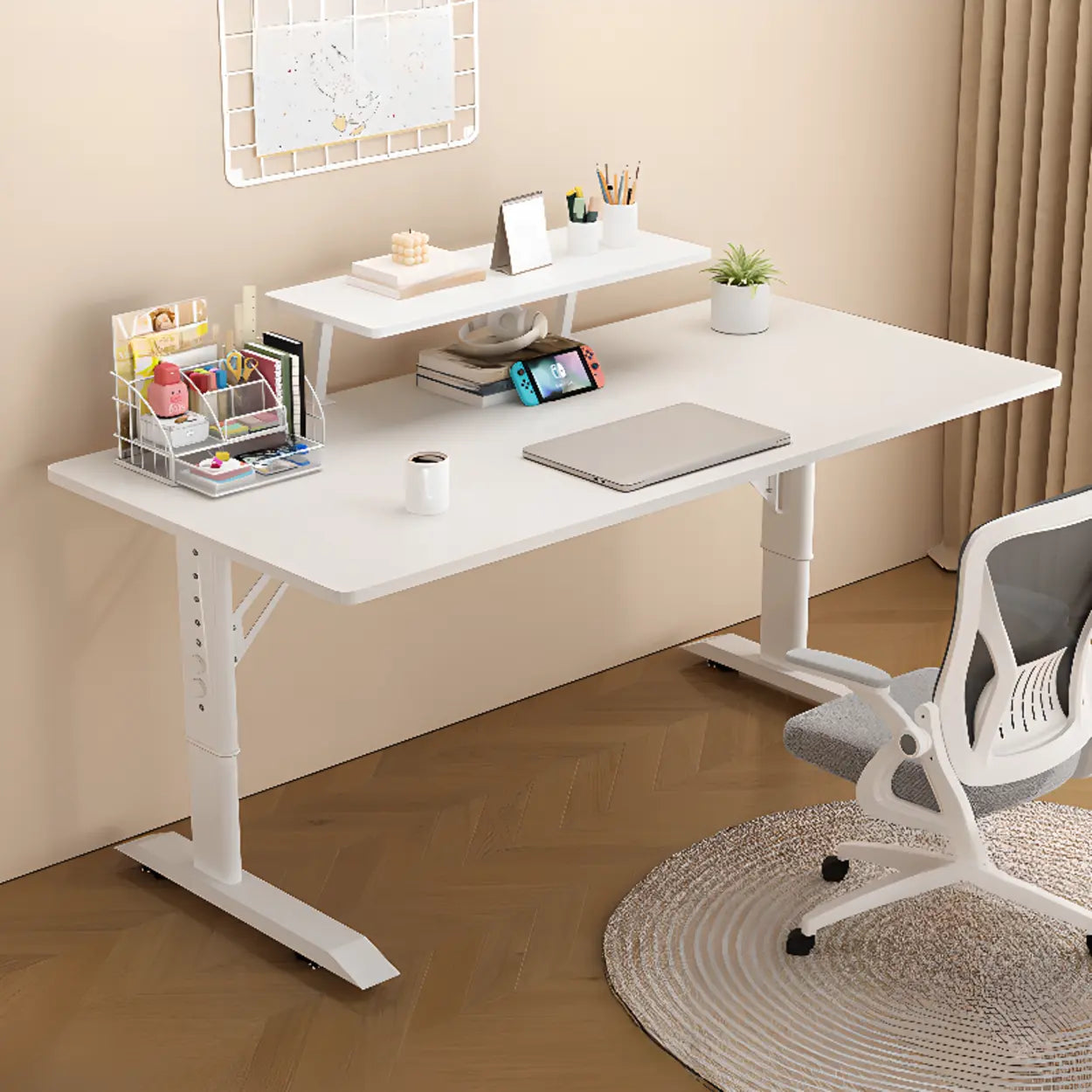 White Adjustable T-Shape Writing Desk