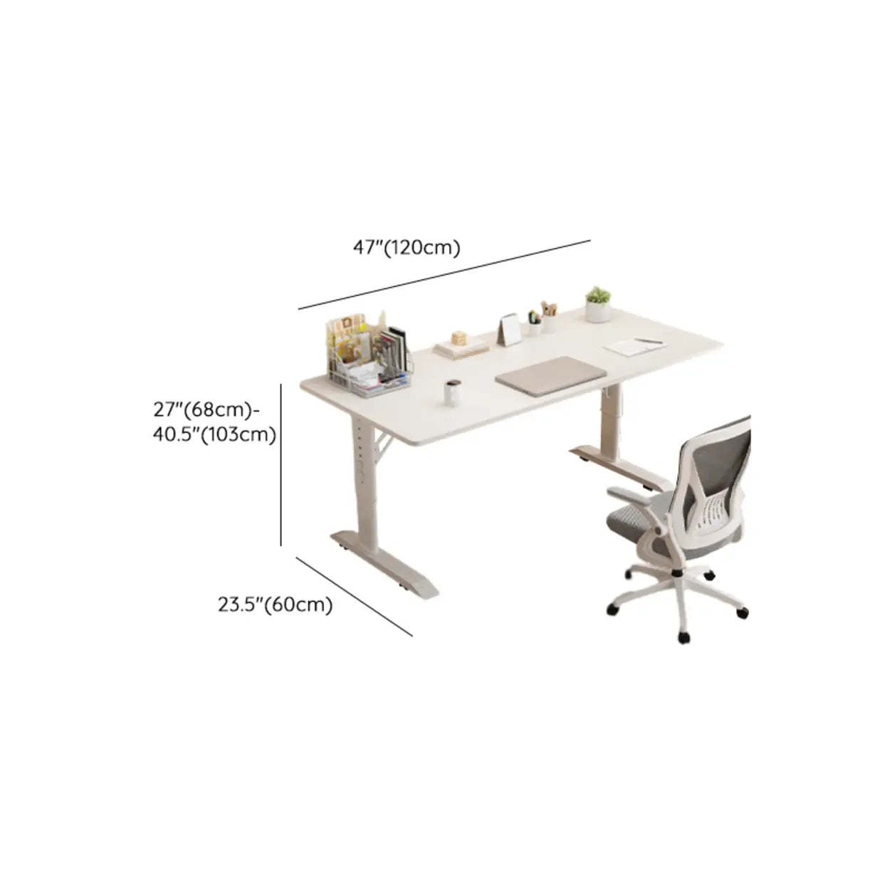 White Adjustable T-Shape Writing Desk — Table Only