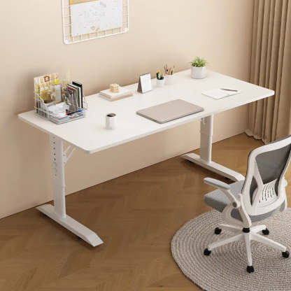 White Adjustable T-Shape Writing Desk — Table Only