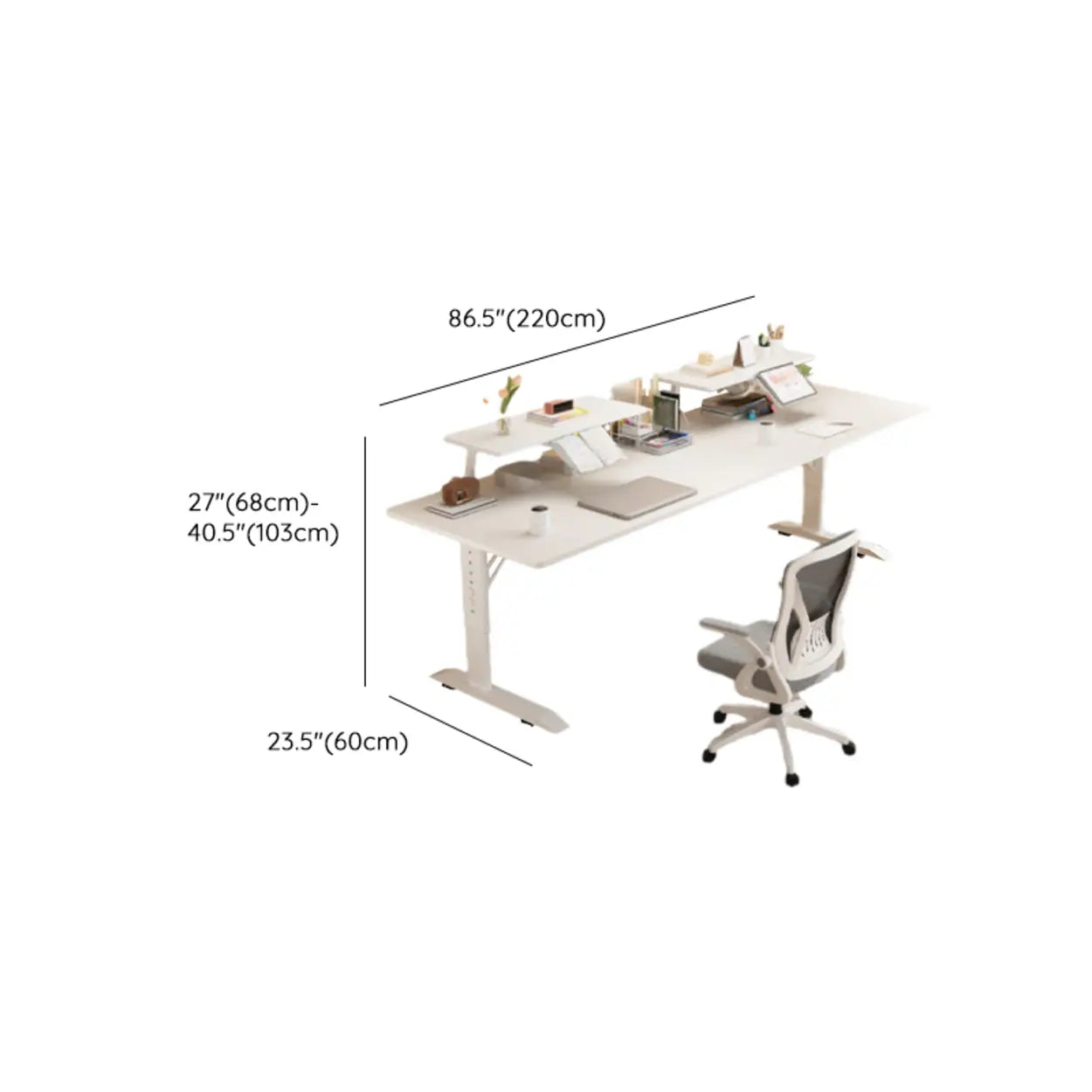 White Adjustable T-Shape Writing Desk