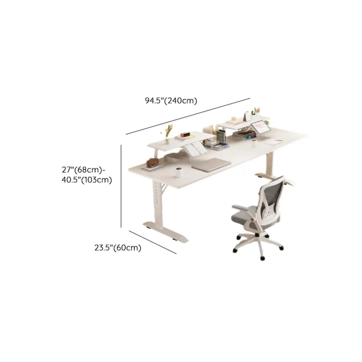 White Adjustable T-Shape Writing Desk