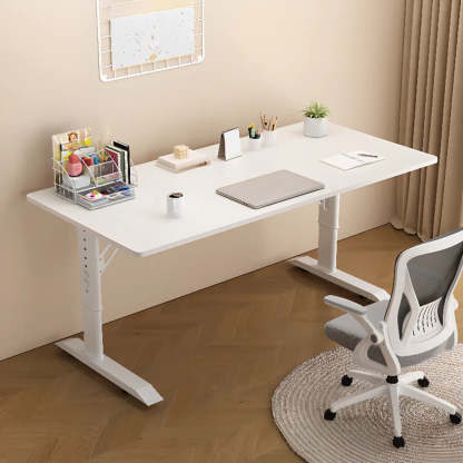 White Adjustable T-Shape Writing Desk — Table Only