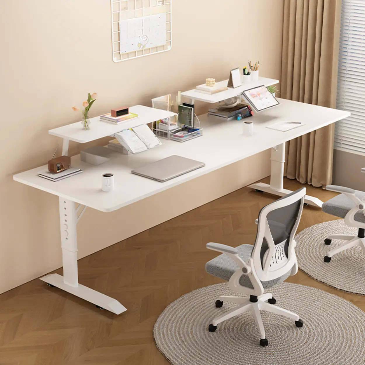 White Adjustable T-Shape Writing Desk — Table Only