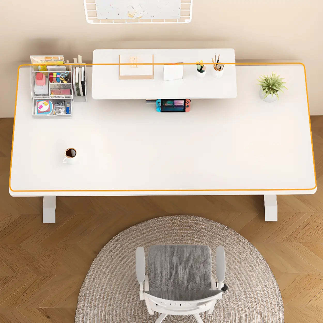 White Adjustable T-Shape Writing Desk — Table Only
