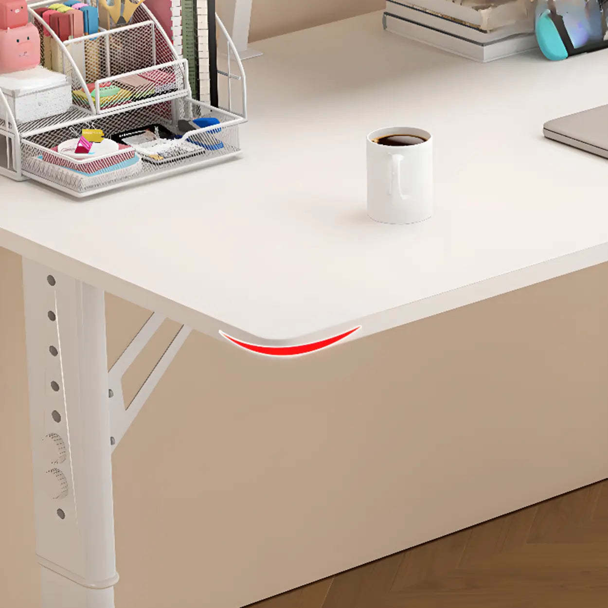 White Adjustable T-Shape Writing Desk — Table Only