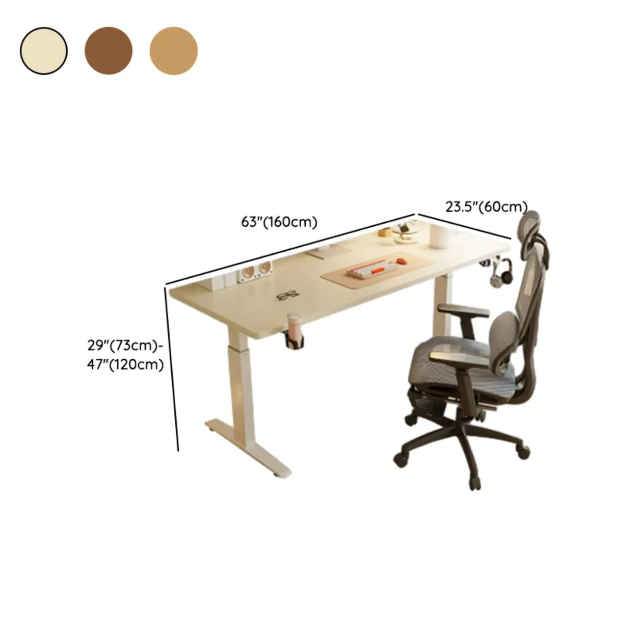 White Adjustable Wood T-Shape Standing Desk