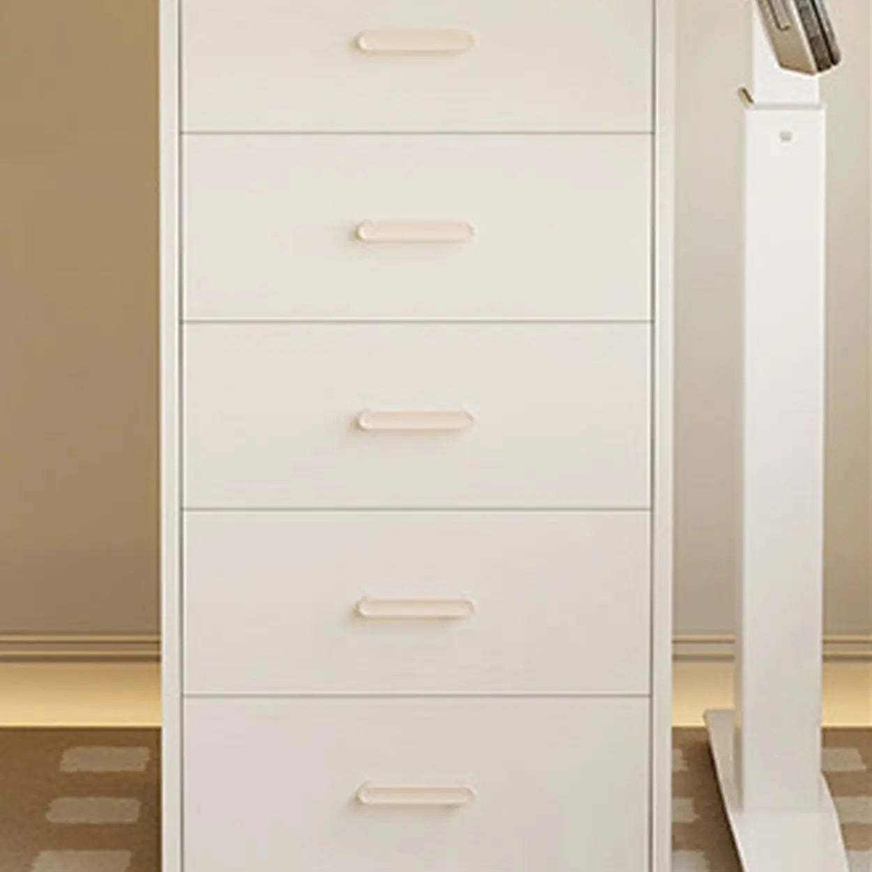 White Adjustable Wood T-Shape Standing Desk — Without Chairs / Natural Finish