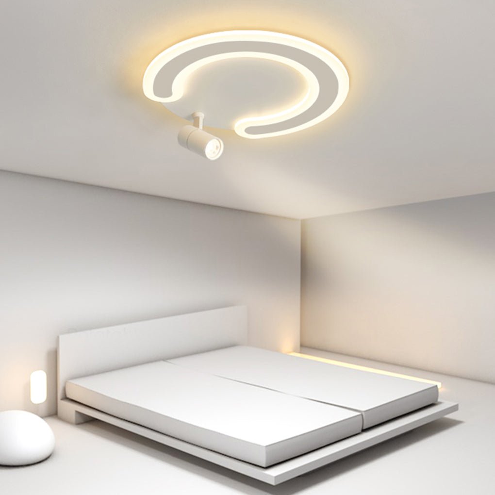 White Arc Flush Mount Spotlight for Bedroom — White / 20''