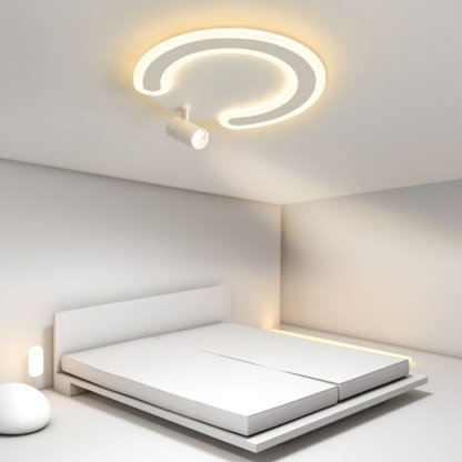 White Arc Flush Mount Spotlight for Bedroom — White / 20''