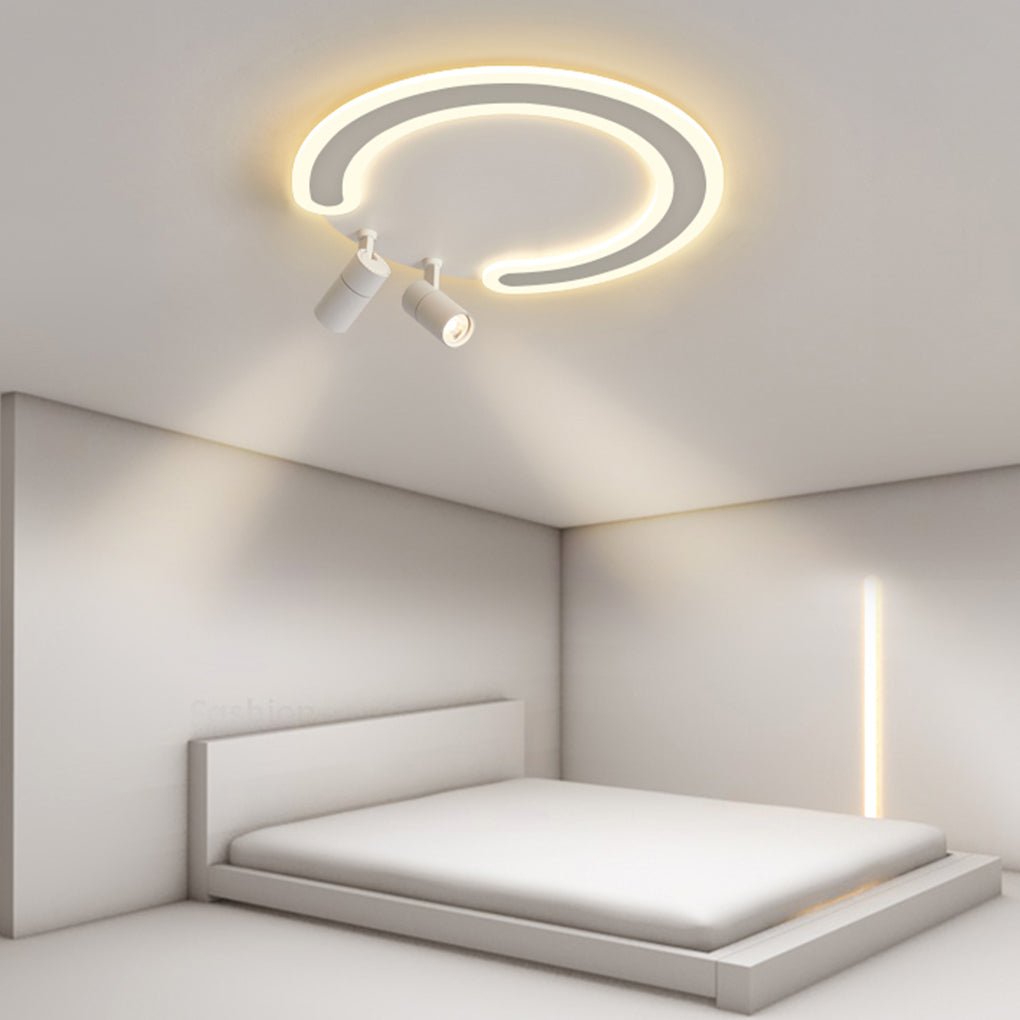 White Arc Flush Mount Spotlight for Bedroom — White / 18''
