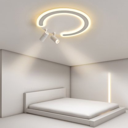 White Arc Flush Mount Spotlight for Bedroom — White / 18''