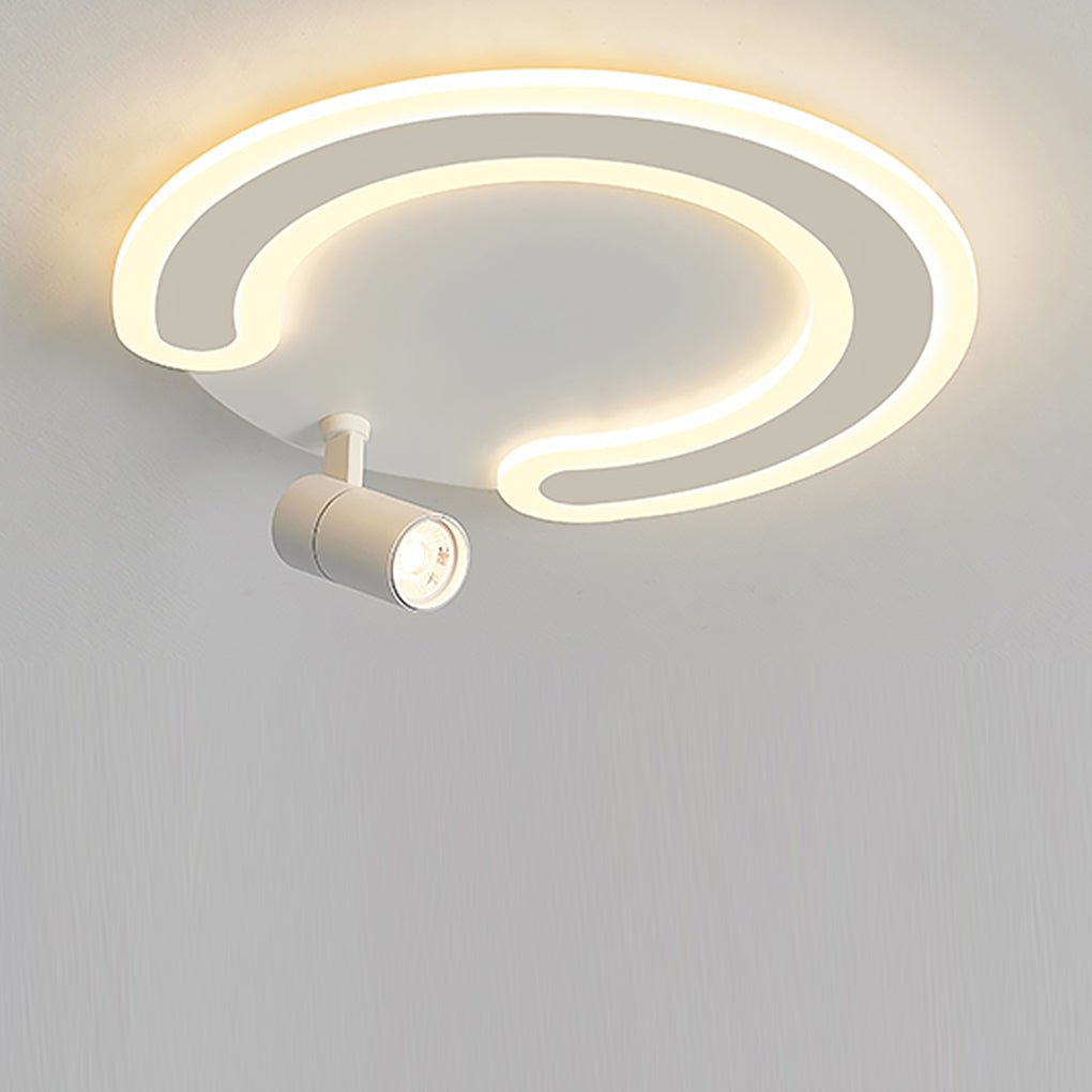 White Arc Flush Mount Spotlight for Bedroom