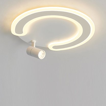 White Arc Flush Mount Spotlight for Bedroom