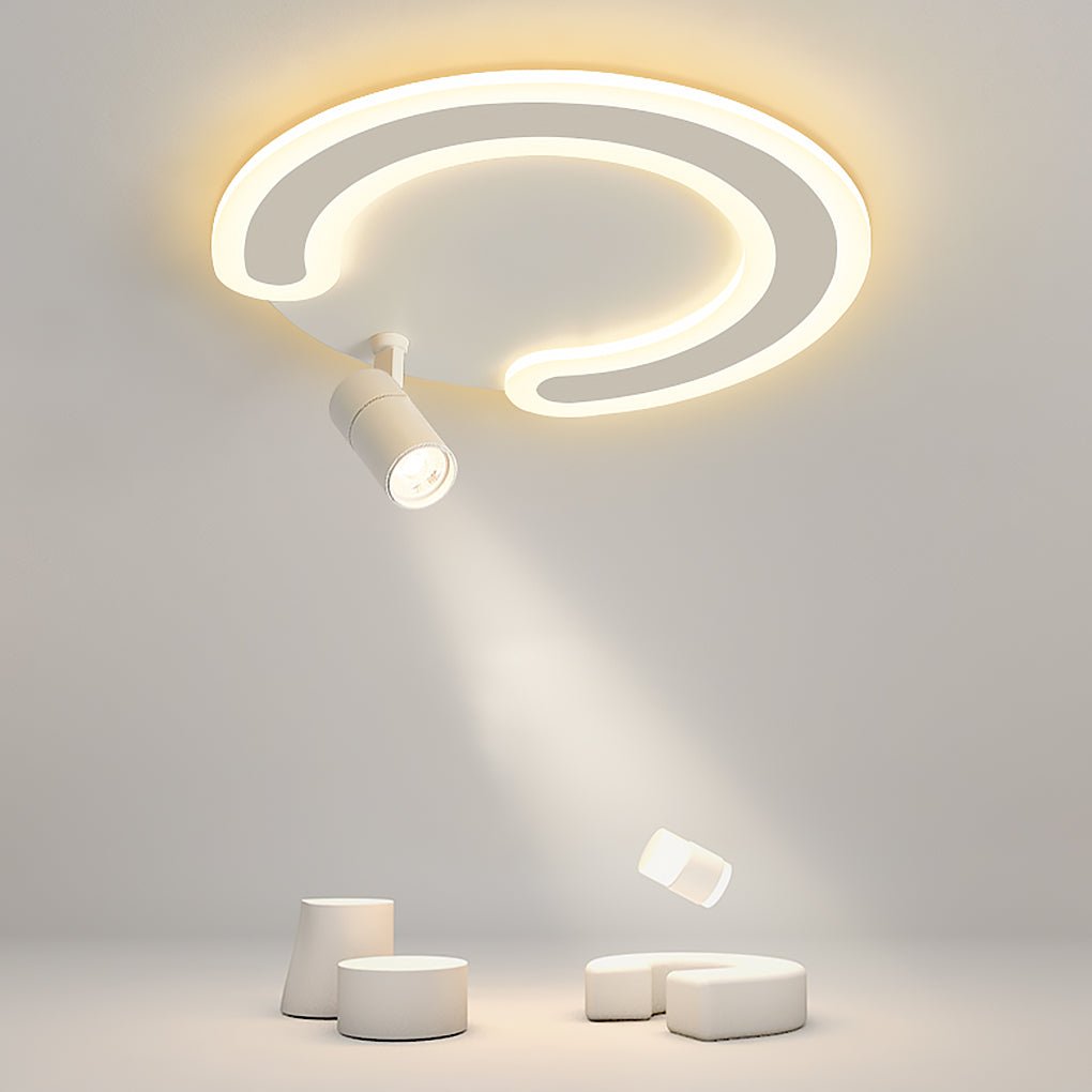 White Arc Flush Mount Spotlight for Bedroom — Warm White / 20''